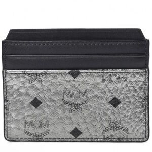 MCM Metallic Silver and Black Card Holder